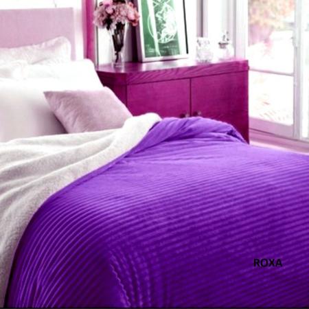 Imagem de Cobertor Mantinha Plush Sherpa Soft Casal Padrão Cor Roxo