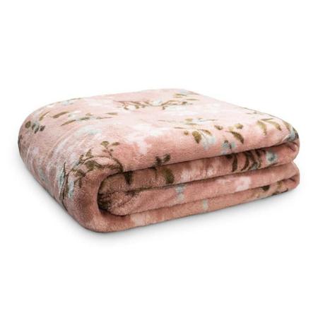 Imagem de Cobertor maxy plush floral rolinho queen 220x240 camesa