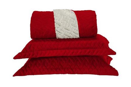 Imagem de Cobertor pele de carneiro casal queen 3 peças - vermelho