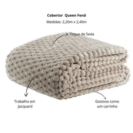 Imagem de Cobertor Queen Blanket Zurich Jacquard 2,20m X 2,20m Kacyumara - Off White