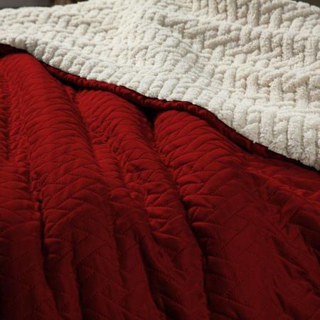 Imagem de Cobertor Sherpa Pele de Carneiro Casal Queen 01 Peça - Vermelho - Casaborda Enxovais