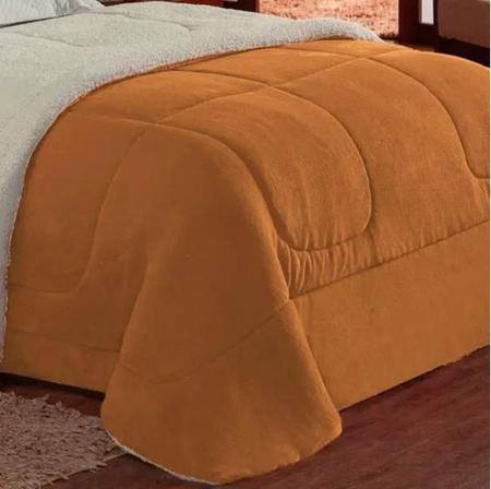 Imagem de Cobertor sherpa solteiro dupla face pele de carneiro 1,60m x 2,20m - caramelo