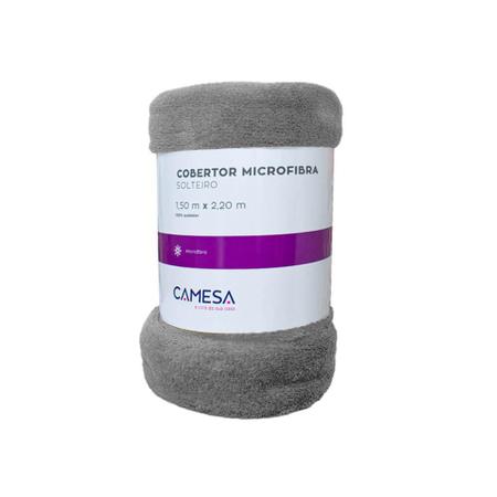 Imagem de Cobertor Solteiro Manta Microfibra Antialérgico 1,5x2,2m Cinza - Camesa