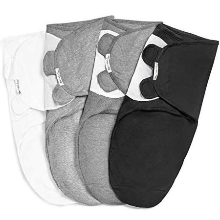 Imagem de Cobertor Swaddle, Conjunto ajustável de envoltório de acasalamento de bebê bebê de 4, cobertores de envoltório de acasalamento de bebê para meninos e meninas feitos em algodão macio, por produtos BaeBae (0-3 meses, cinza sólido)