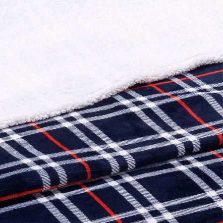 Imagem de Cobertor Winter Solteiro Manta Soft Plush - Xadrez Marinho