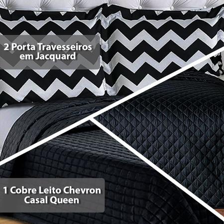 Imagem de Cobre Leito Casal Queen Chevron 03 Peças - cor Preto Casen