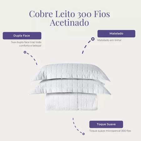 Imagem de Cobre Leito Percal 300 Fios Casal 2,40m X 2,20m Pastilhado