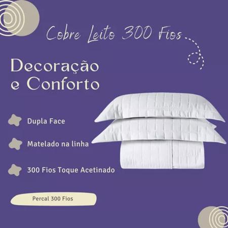 Imagem de Cobre Leito Percal 300 Fios Solteiro 1,60m X 2,50m Pastilhado