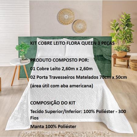 Imagem de Cobre Leito Queen, Colcha Queen + 2 Porta Travesseiros Matelados, 3 Peças, Cinza, Branco e Palha