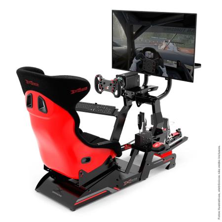 Cockpit Simulador Suporte Volante X Retrátil V3, Vermelho