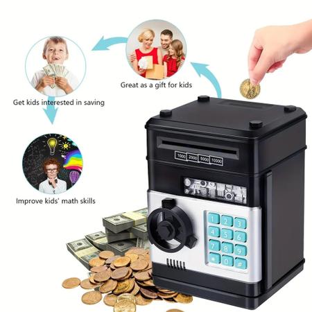 Imagem de Cofrinho Eletrônico Automático Com Senha Toca Áudio Ensine Crianças a Poupar Dinheiro