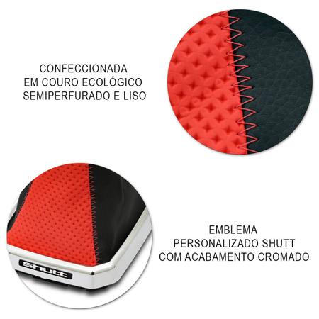 Imagem de Coifa Câmbio Celta 01 a 08 Preta e Vermelha Com Base Cromada Esportiva Tuning Shutt