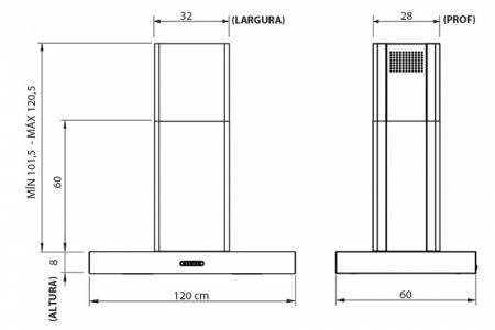 Imagem de Coifa de Ilha Retangular Fogatti 120cm Inox