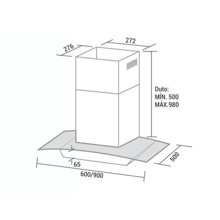 Imagem de Coifa Parede Suggar Cristal 90 cm Vidro Inox 220v