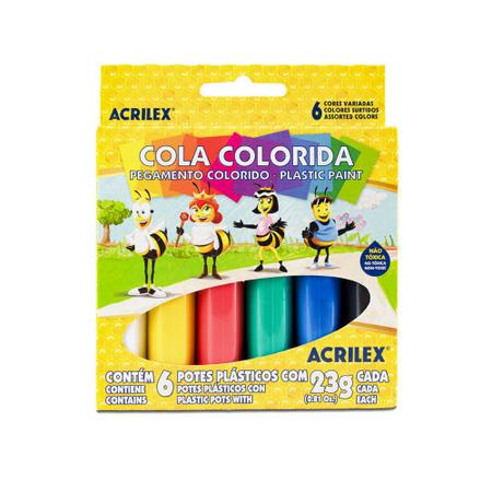 Imagem de Cola Colorida 06 Cores Acrilex PacoteCom 12 Unidades