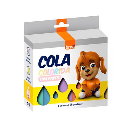 Imagem de Cola Colorida Tom Pastel Brw 25gr C/6 Cores