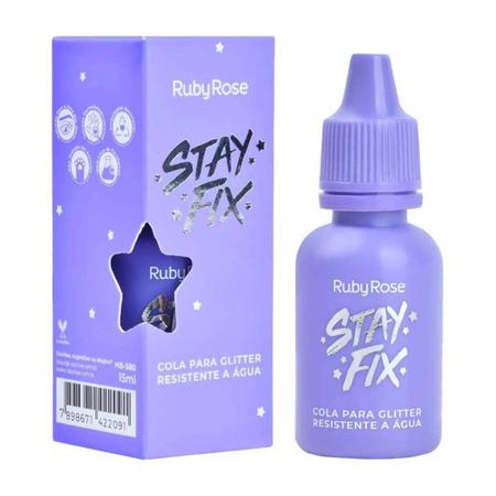 Imagem de Cola Para Glitter e Blindagem De Maquiagem Resistente a Água Stay Fix Hb580 Ruby Rose 15ml