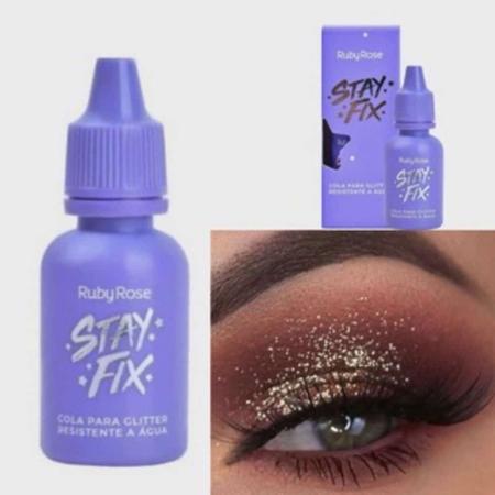 Imagem de Cola Para Glitter e Blindagem De Maquiagem Resistente a Água Stay Fix Hb580 Ruby Rose 15ml