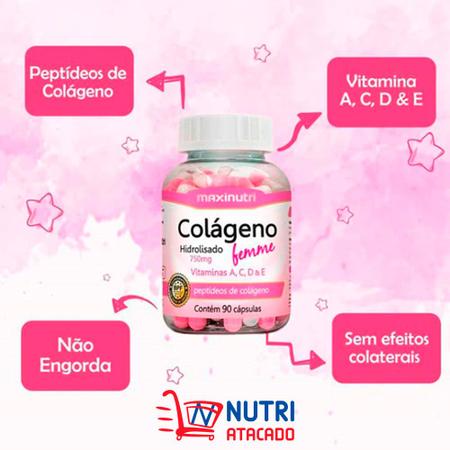 Imagem de Colágeno Femme Vitaminas A-C-D-E Zinco 90 Cápsulas Maxinutri