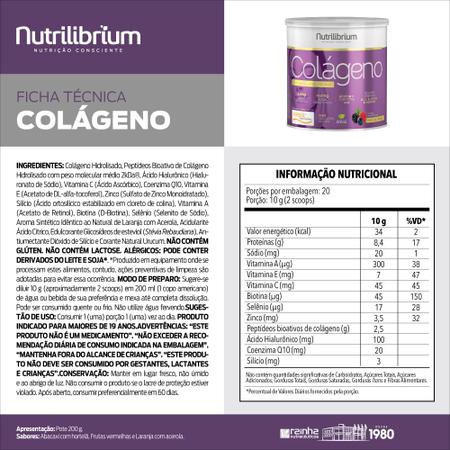 Imagem de Colágeno Hidrolisado Verisol Ácido Hialurônico Silício Orgânico Biotina 200g Nutrilibrium