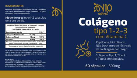 Imagem de Colágeno Tipo 1-2-3 60 caps 500mg N10 Natural