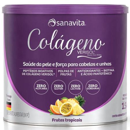 Imagem de Colágeno Verisol Sanavita - Sabor Frutas Tropicais - 30 porções - 150g