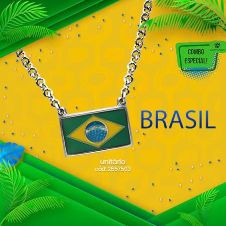 Imagem de Colar Aço Bandeira do Brasil 20x12mm 50cm