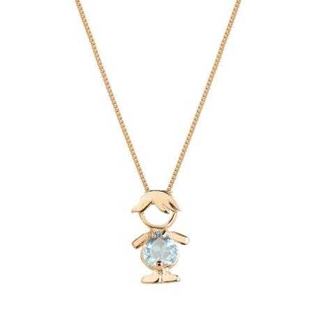 Imagem de Colar Com Pingente de filho Menino com Cristal Azul Banhado em Ouro 18k filhos