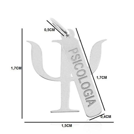 Imagem de Colar com Pingente Profissão Plaquinha Psicologia 45CM em Prata 925