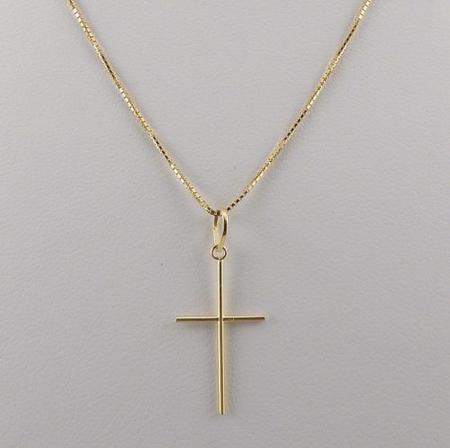Imagem de Colar Corrente Veneziana 50cm Pingente Crucifixo Ouro 18k 750