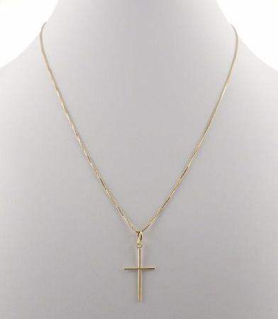 Imagem de Colar Corrente Veneziana 50cm Pingente Crucifixo Ouro 18k 750