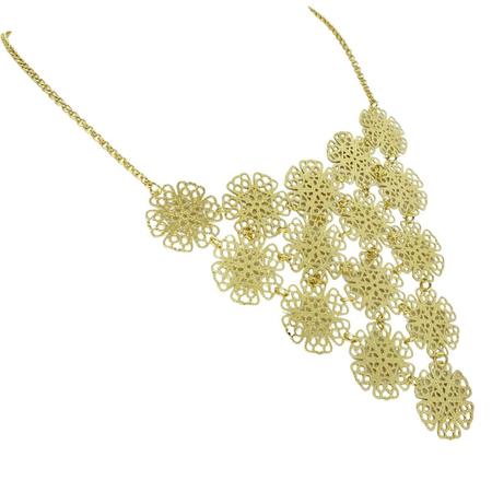 Colar Flores Rendadas Elos Portugueses Banho Ouro 18k 1627 - Très Chic Joias Imagem de Colar Flores Rendadas Elos Portugueses Banho Ouro 18k 1627
