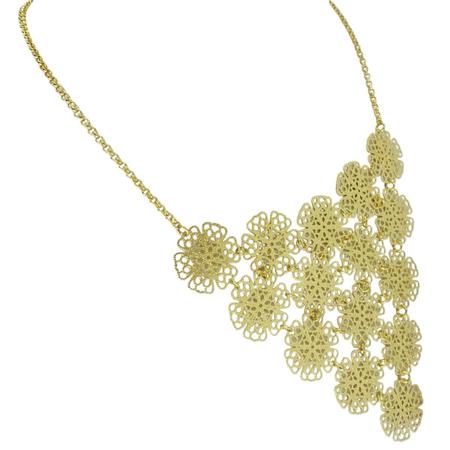 Colar Flores Rendadas Elos Portugueses Banho Ouro 18k 1627 - Très Chic Joias Imagem de Colar Flores Rendadas Elos Portugueses Banho Ouro 18k 1627