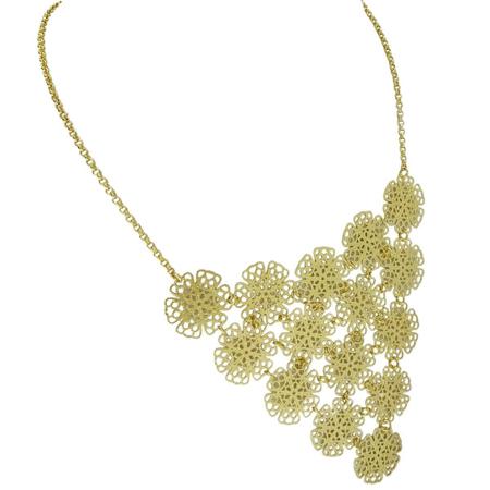 Colar Flores Rendadas Elos Portugueses Banho Ouro 18k 1627 - Très Chic Joias Imagem de Colar Flores Rendadas Elos Portugueses Banho Ouro 18k 1627