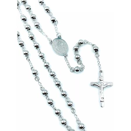 Imagem de Colar Masculino Feminino Crucifixo Terço Medalha Aço Prata