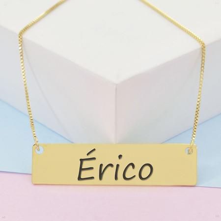 Imagem de Colar Nome Personalizado Chapinha Gravação Érico Banhado Ouro 18K - 999004183