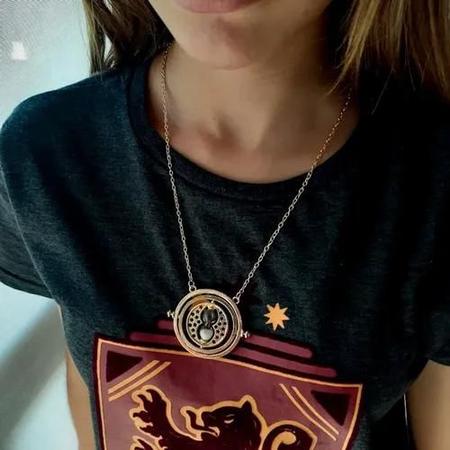 Colar Vira Tempo Hermione Granger Jóia Areia Rosa Harry Potter