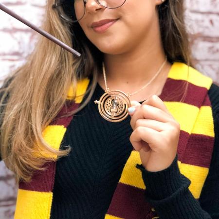 Colar Vira Tempo Hermione Granger Jóia Areia Rosa Harry Potter