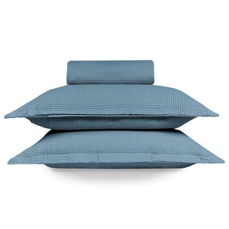 Colcha Queen Size Dohler Piquet Azul 3 Peças Imagem de Colcha Queen Size Dohler Piquet Azul 3 Peças