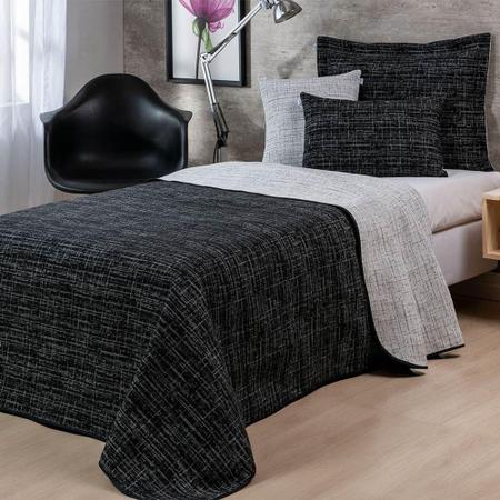 Imagem de Colcha Solteiro Jacquard Dual Dupla Face 4 Peças - Preto - To Decorando