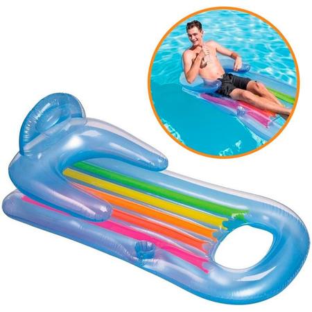 Imagem de Colchão Bóia Inflável Bronzeador p/ Piscinas King Cool com Porta Copos INTEX