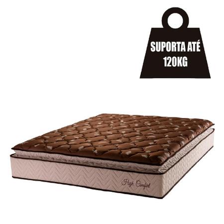 Imagem de Colchão Casal Espuma Pillow Top High Comfort Marrom/Bege Hellen - Suporta até 120kg por Pessoa