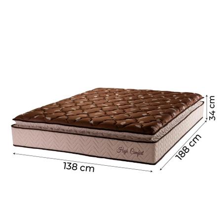 Imagem de Colchão Casal Espuma Pillow Top High Comfort Marrom/Bege Hellen - Suporta até 120kg por Pessoa