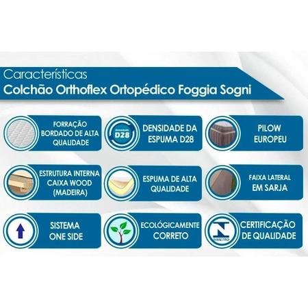 Imagem de Colchão Casal Ortopédico Wood Foggia Sogni Unic Face Euro Pillow (138x188x26) - Orthoflex