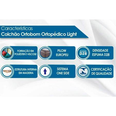 Imagem de Colchão Casal Ortopédico Wood Light OrtoPillow (138x188x24) - Ortobom