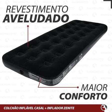 Imagem de Colchão Inflável Bel Solteiro Preto 150kg + Inflador Elétrico Bivolt