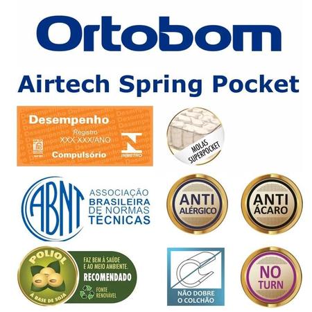 Imagem de Colchão King Ortobom Airtech Molas Ensacadas 25x193x203