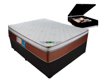 Imagem de Colchão Molas Ensacadas Luckspuma MasterPocket Caribe + Cama Box Casal Com Baú Preto