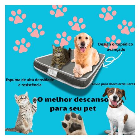 Imagem de  Colchão Pet Ortopédico Caminha Cama Para Cães Gatos Cor Cinza Espuma