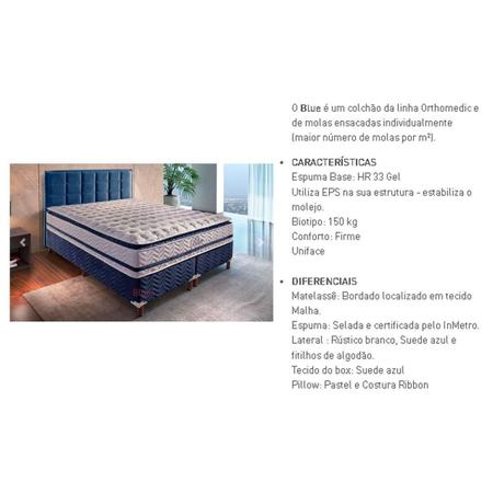 Imagem de Colchão Queen Espuma Visco Gel Molas Ensacadas MasterPocket Blue Pillow Top (158x198x32) - Paropas